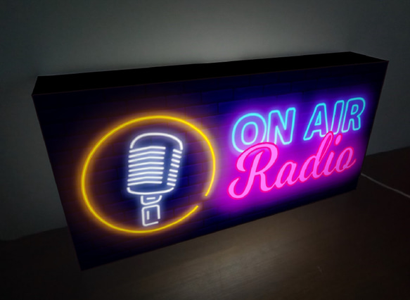 【Lサイズ】ON AIR オンエア ラジオ スタジオ 生配信 生放送 ネオン風 サイン 看板 置物 雑貨 ライトBOX 2枚目の画像