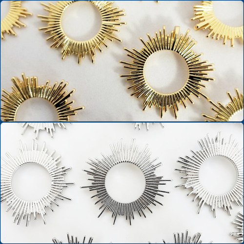 2個 18KGP 真鍮 後光 太陽 サンバースト 宗教 ゴシック パーツ