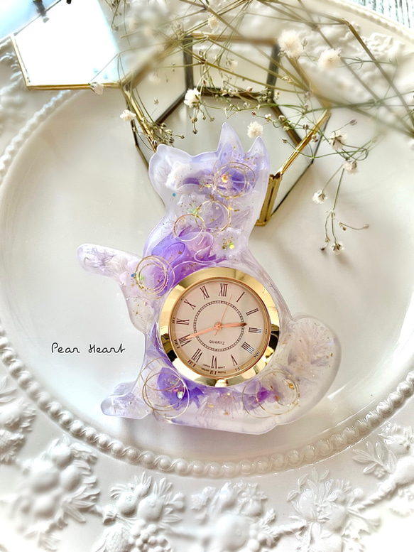 お花いっぱいワンちゃん置時計【母の日ギフト･お祝い･プレゼントに最適】 3枚目の画像
