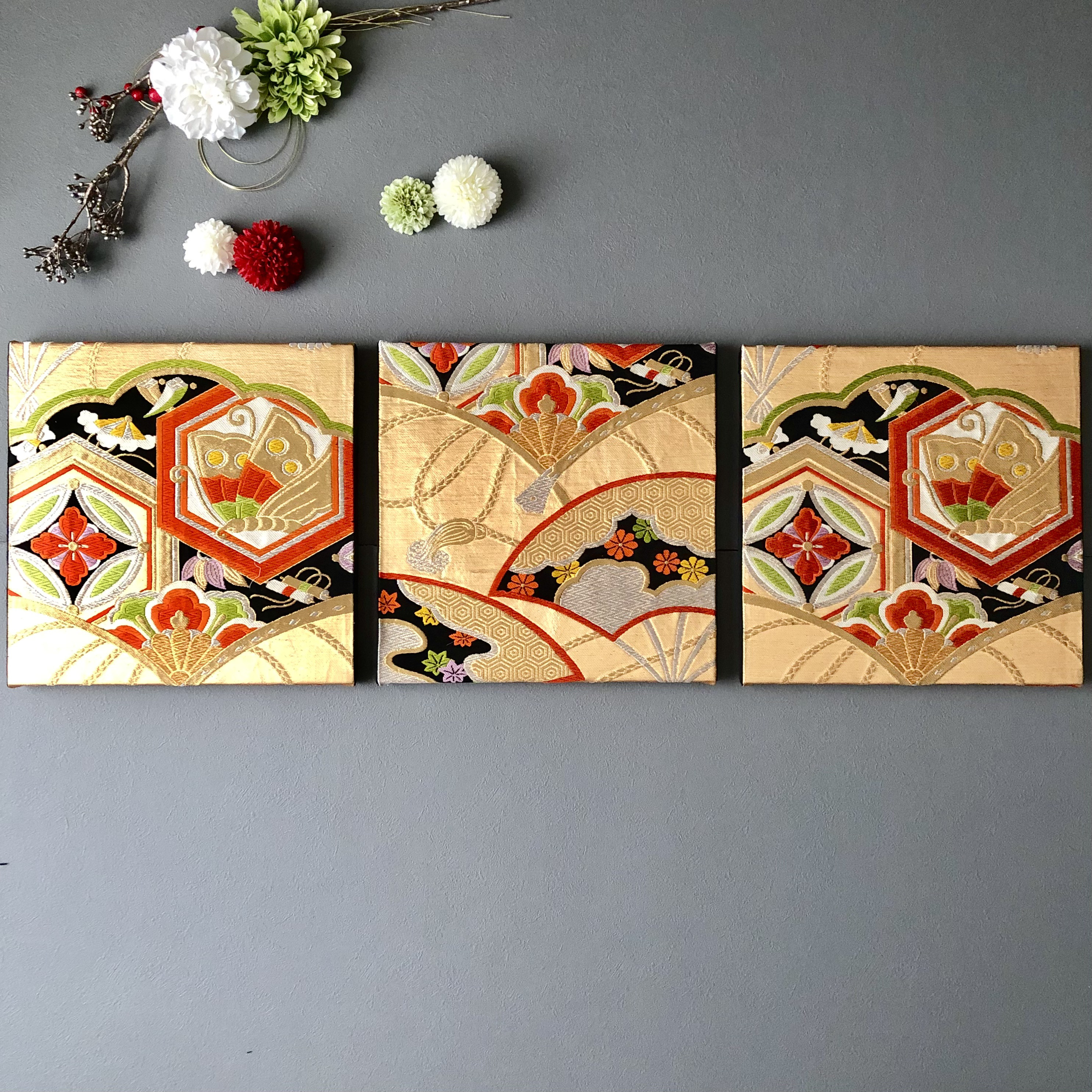 専用◽️002春 着物のファブリックパネル(3セット) サステティナブル 和モダン 着物のファブリックパネル(3セット) サステティナブル 和モダン 専用◽️002春