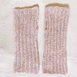 ハンドウォーマー ピンク アームウォーマー 手編み ハンドメイド