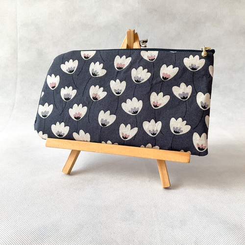 お薬手帳が入るL字ファスナーのポーチ ＊お薬手帳＊通帳ケース