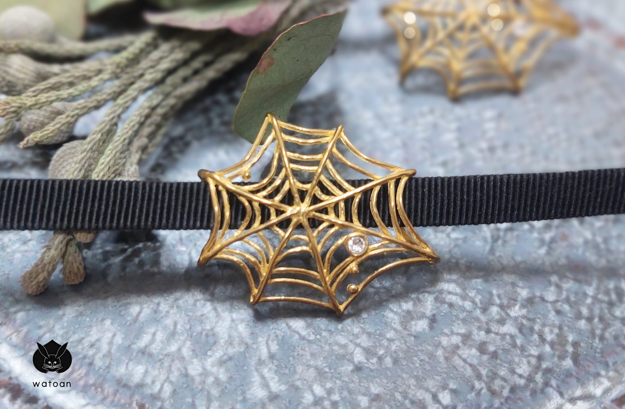 帯留め　蜘蛛の巣　spw01