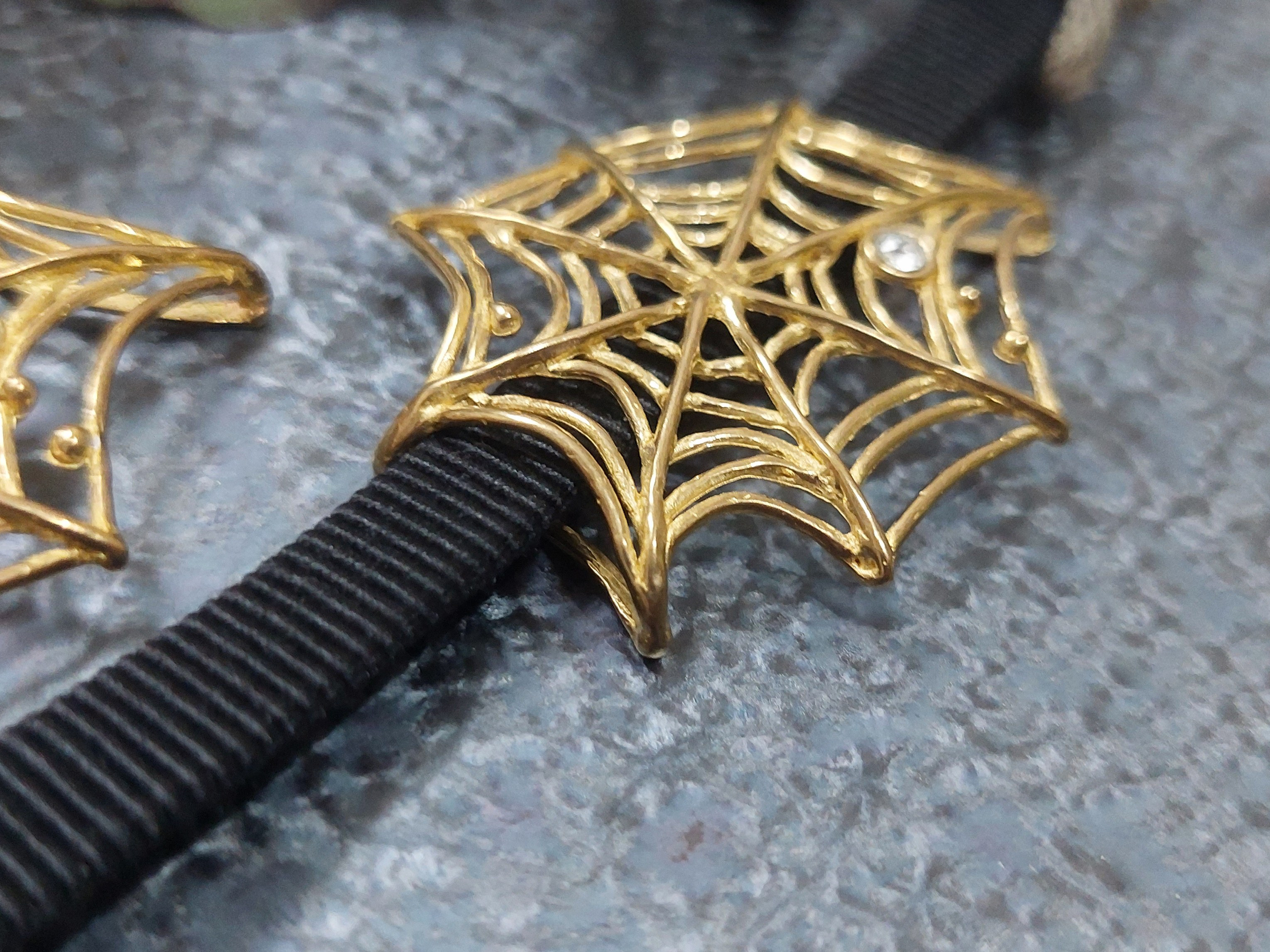 帯留め　蜘蛛の巣　spw01