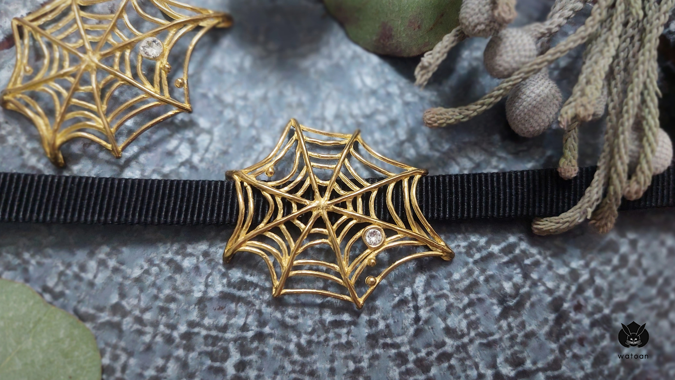 帯留め　蜘蛛の巣　spw01