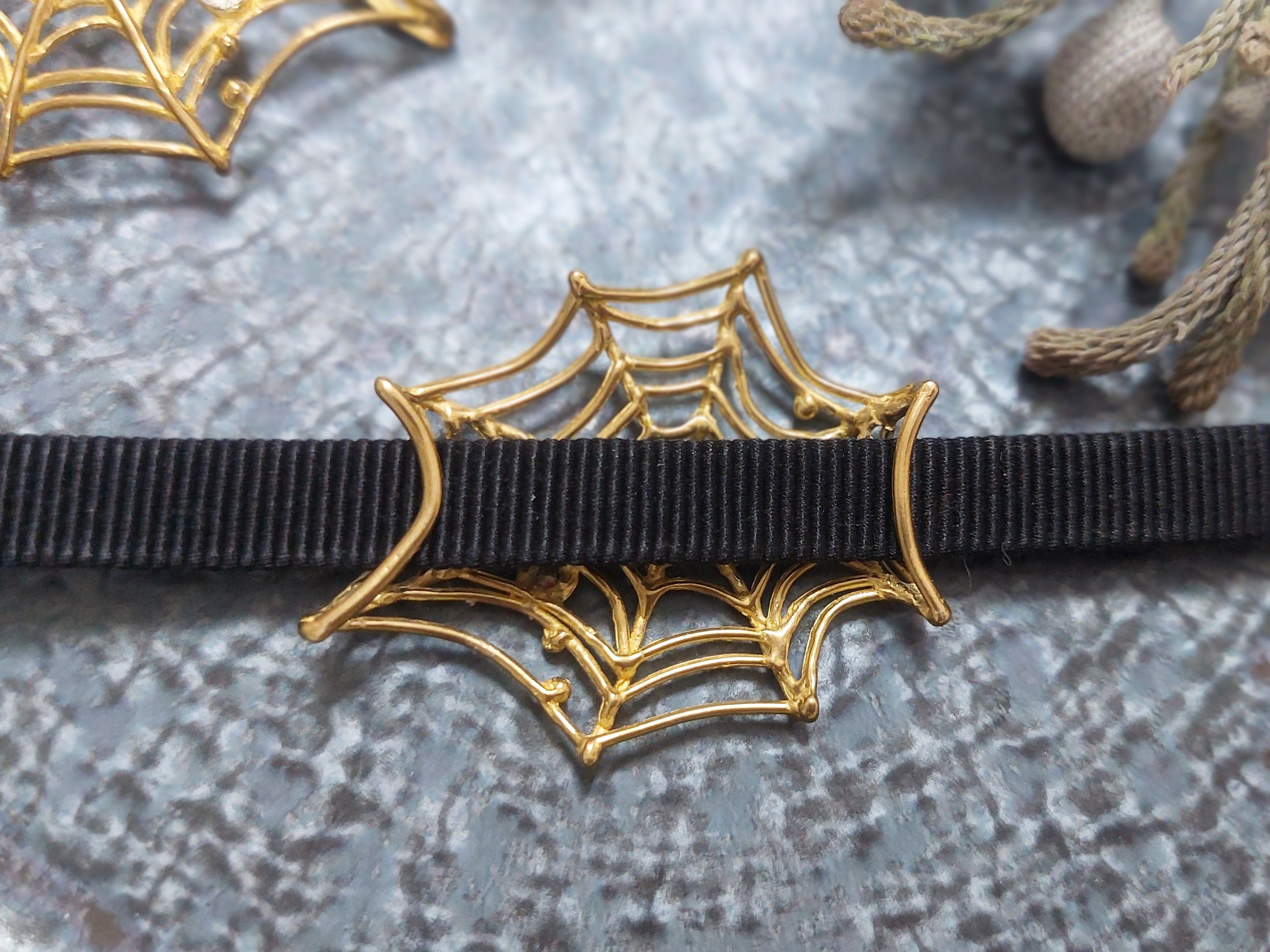 帯留め　蜘蛛の巣　spw01