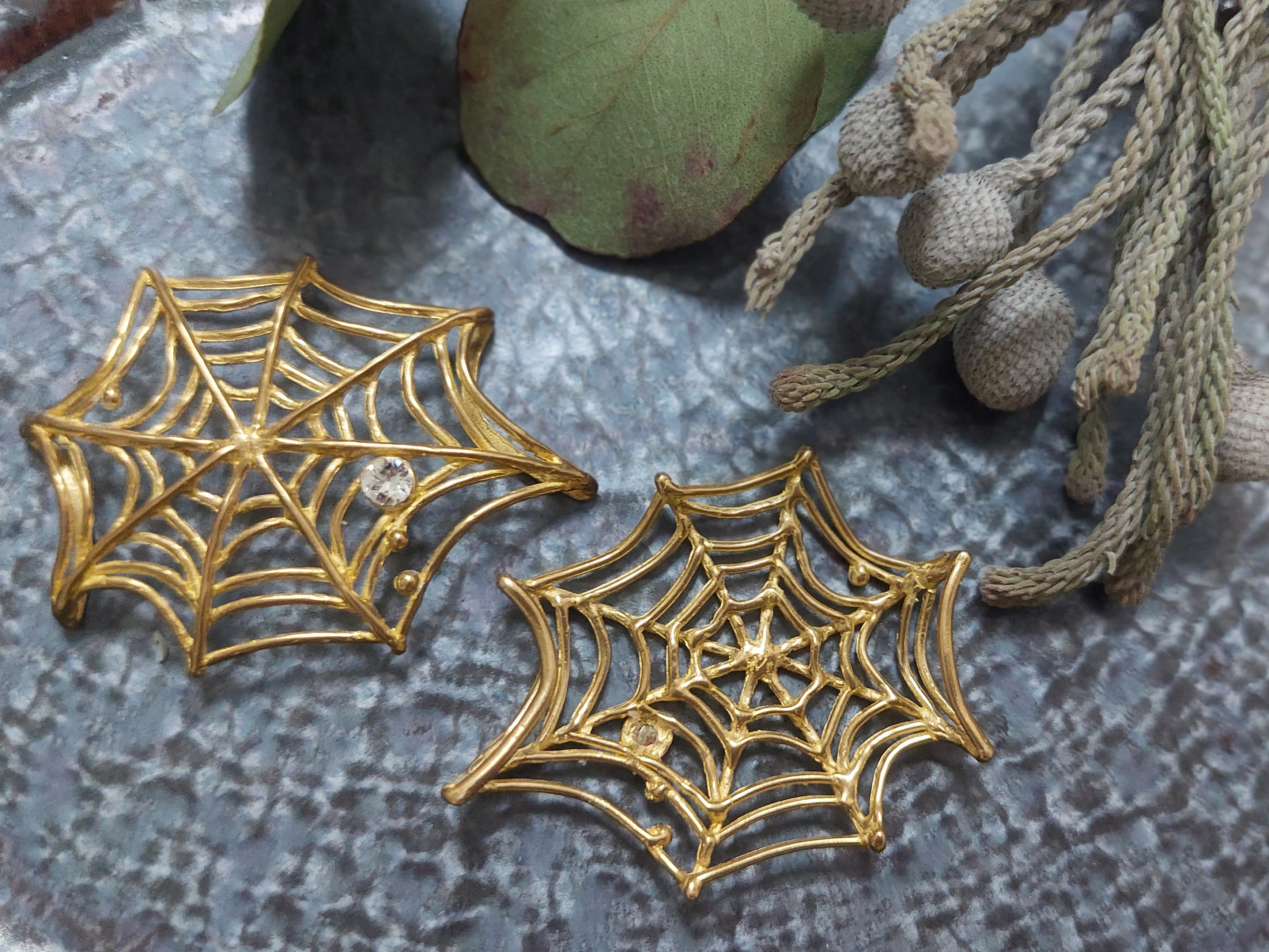 帯留め　蜘蛛の巣　spw01