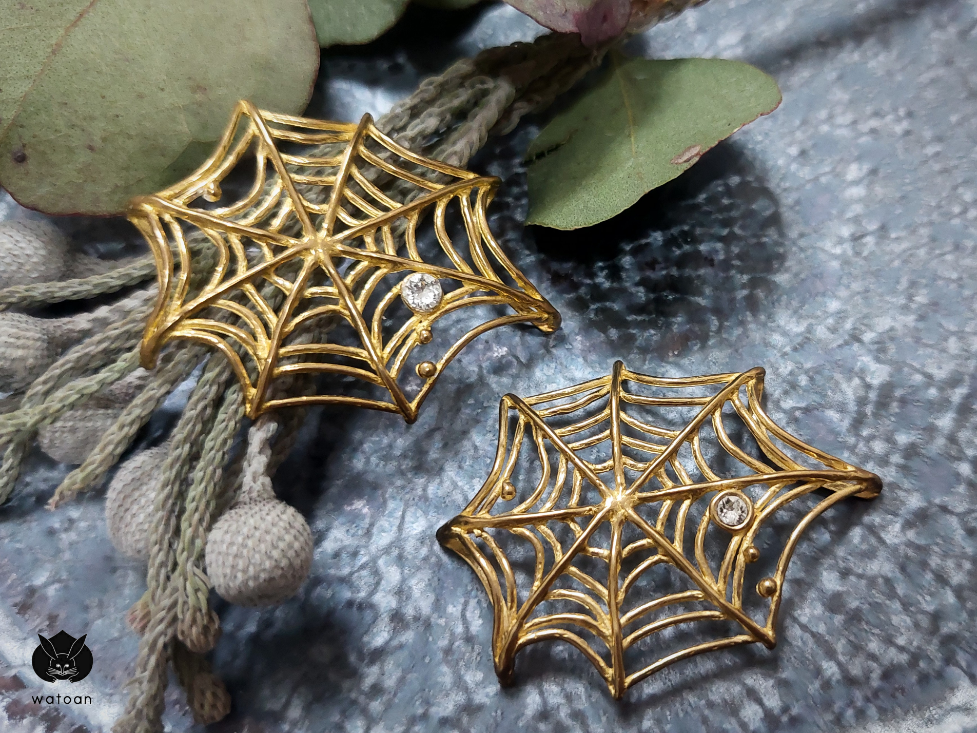 帯留め　蜘蛛の巣　spw01