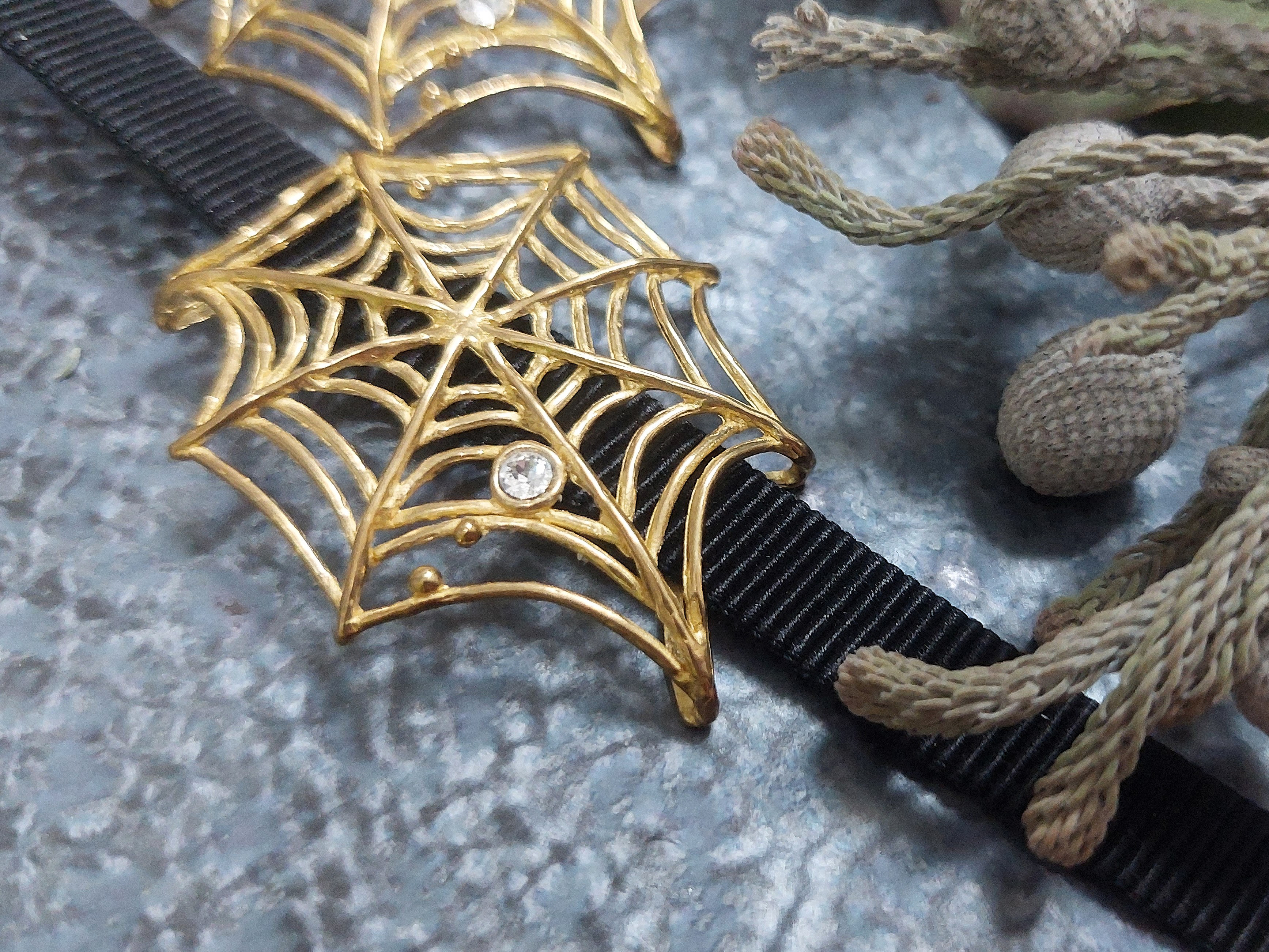 帯留め　蜘蛛の巣　spw01