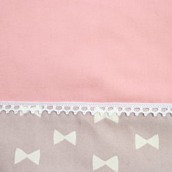 受注制作<サイズ変更可>リボン×レースのうさぎちゃんレッスンバッグ　女の子（ピンク×シンプルリボン柄）入園入学 6枚目の画像