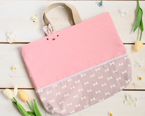 【新品未開封】うさぎ柄レッスンバッグ、巾着3点セット 新品未開封】うさぎ柄レッスンバッグ、巾着3点セット 新品未開封