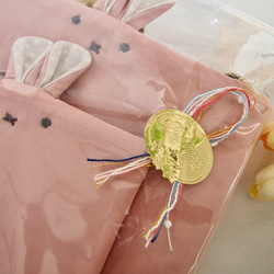 受注制作<サイズ変更可>リボン×レースのうさぎちゃんレッスンバッグ　女の子（ピンク×シンプルリボン柄）入園入学 11枚目の画像