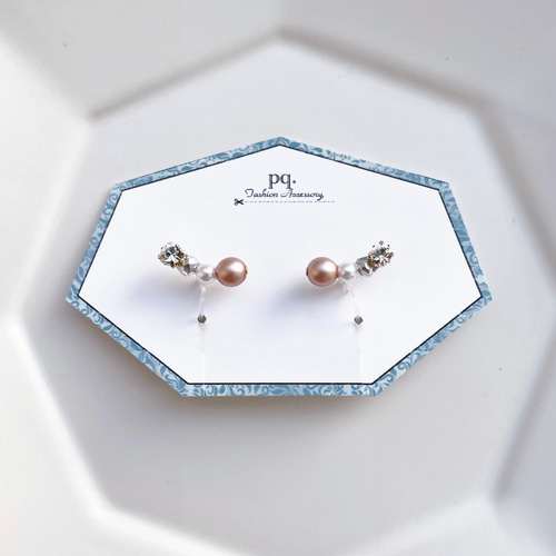 【新品】パープル　ブルー　べっ甲　キュービックジルコニア　イヤリング 新品】パープル ブルー べっ甲 キュービックジルコニア イヤリング