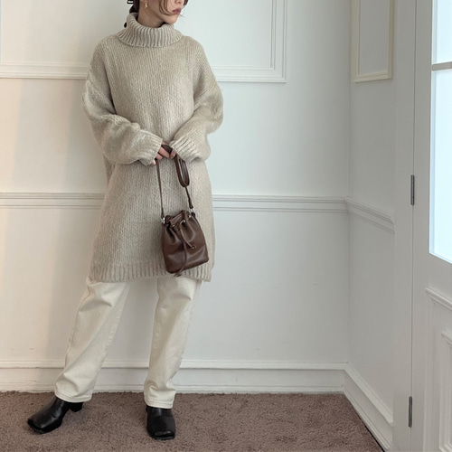 【CIVIDINI】 モヘヤ ハイネックニット チュニック丈 CIVIDINI】 モヘヤ ハイネックニット チュニック丈 レディース