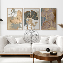現代植物銀杏/室內海報外國藝術 3 件套 / 4504 第1張的照片
