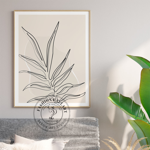 新作ウエア モダンボタニカルアート 極細線画 植物モチーフ ミニマル北欧 アート・デザイン・音楽