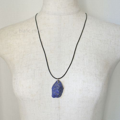 No.1875○*ラピスラズリ原石 18金 革紐ネックレス○*K18 ナチュラル  