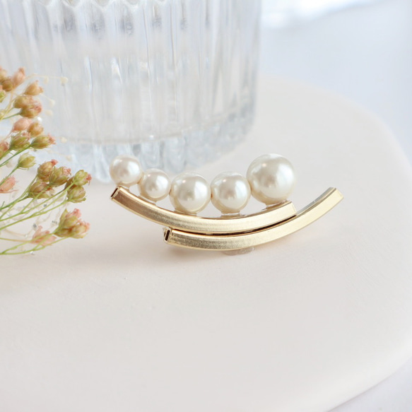 シルバー ゴールド ブローチ フランスヴィンテージ 蕾パールのブローチ（ゴールド／シルバー