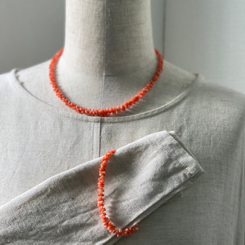 はじめての珊瑚アクセサリー ネックレス&ブレスレットセット