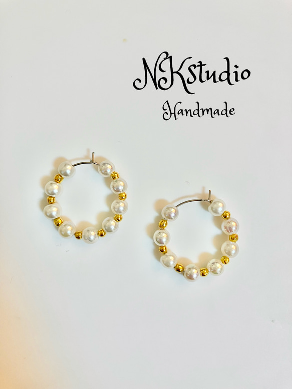 パールのフープ ピアス イヤリング ピアス（フープ） NKstudio
