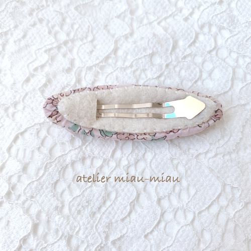 【150】リバティプリント使用　ハンドメイド　オーバルパッチンピン　ヘアピン リバティ》【293】ハンドメイド オーバルパッチンピン ヘアピン