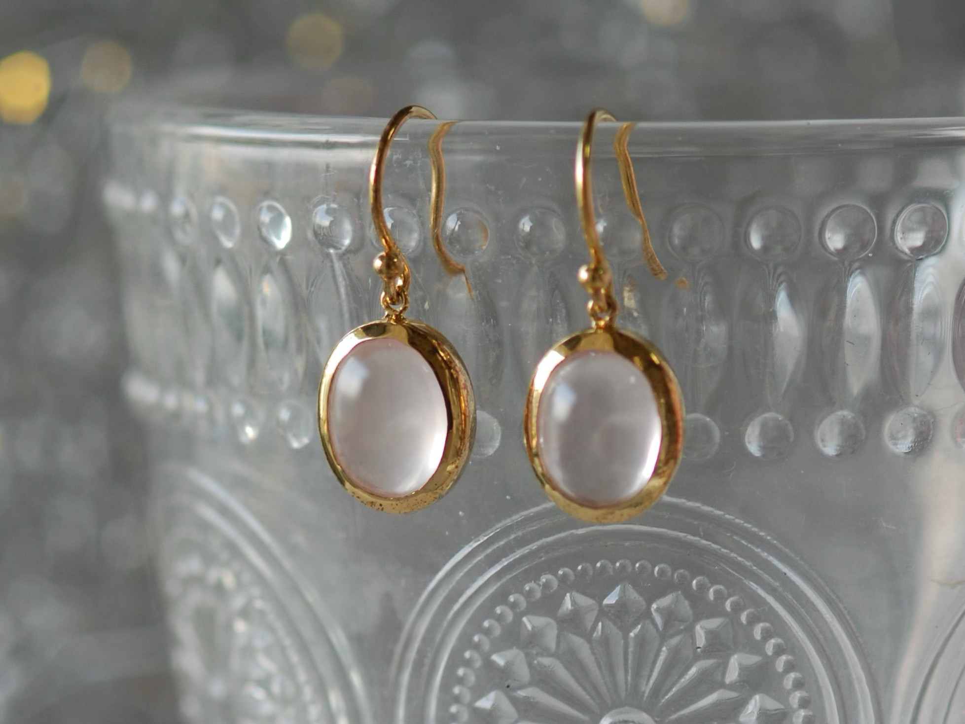 ローズクォーツ　天然石ピアス【受注製作】