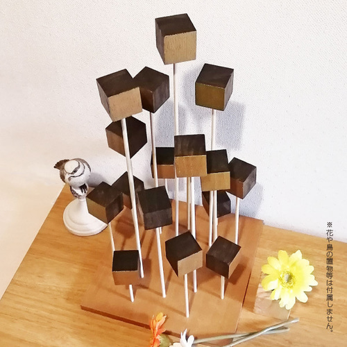 ウッドキューブ タワー オブジェ＜creema限定＞ その他インテリア雑貨