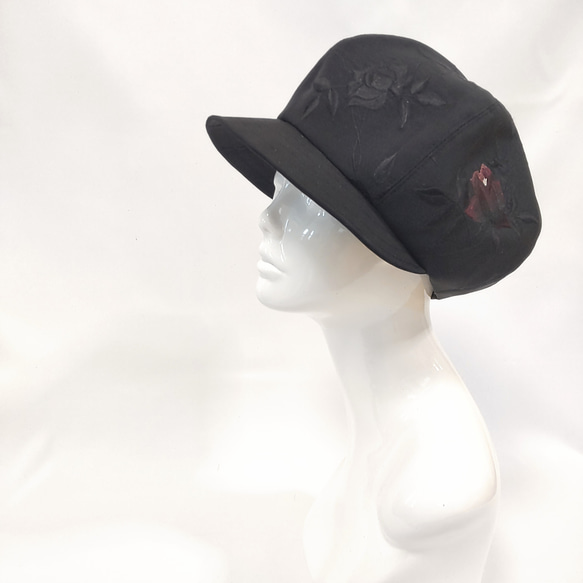 Kimono Remake Casquette: Embroidered Rose・2 個工作日內發貨/國內免運費/2211ca 第1張的照片