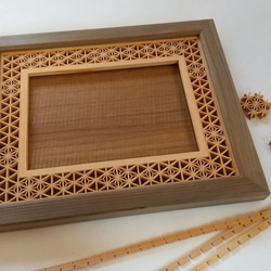 再販】 木製 フォトフレーム (L判) 写真立て 【全面組子】 フォト