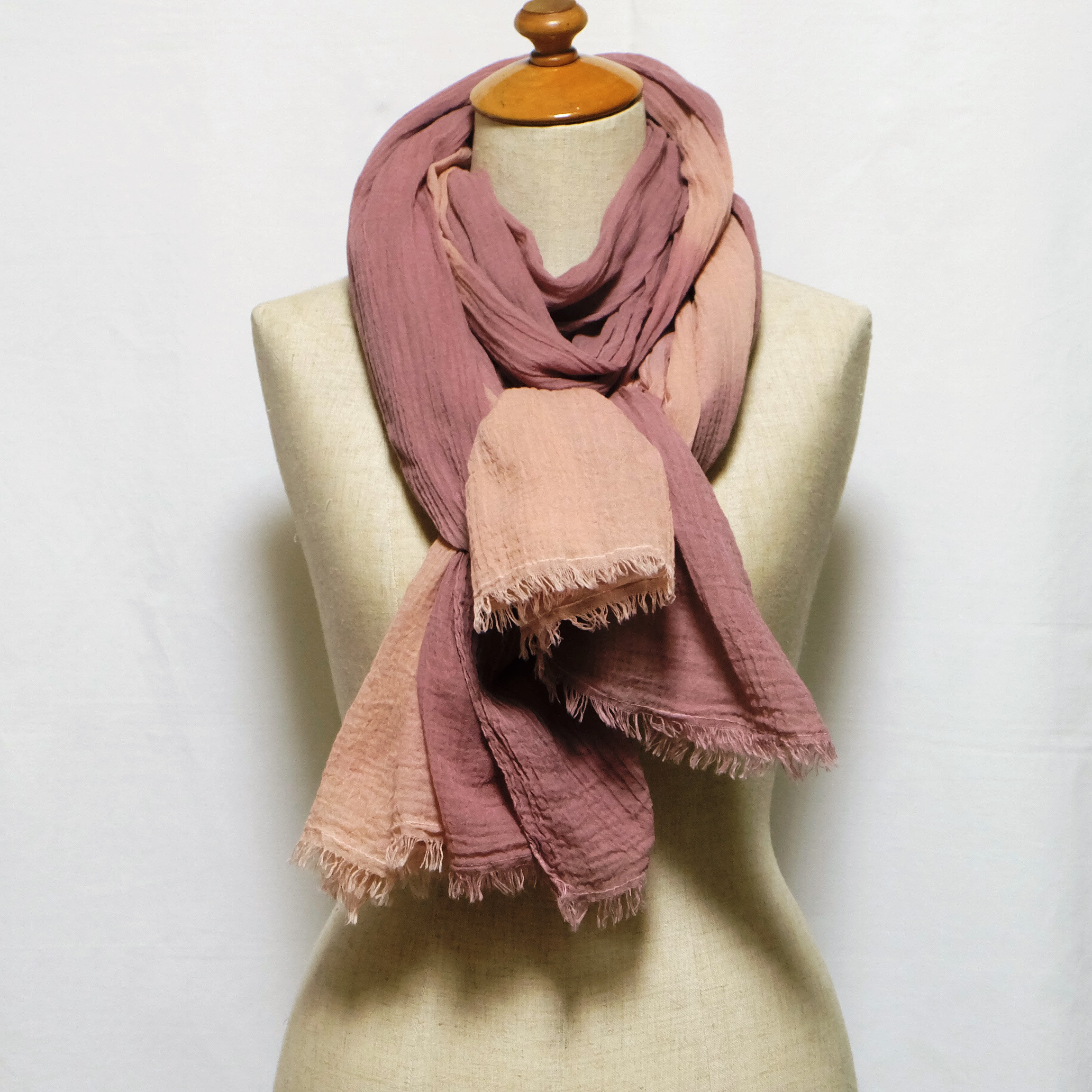 草木絞り染め楊柳綿ストール