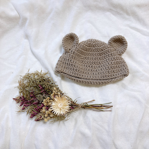 New Born くま耳帽子 退院着やニューボーンフォト、赤ちゃんのおしゃれ