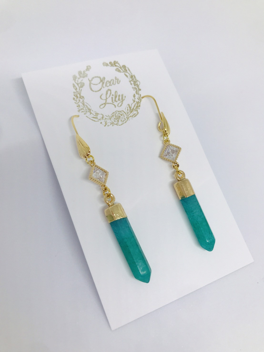 天然水晶ミントグリーンのピアス♡mint blue pierced earringsK18GF 4,150円