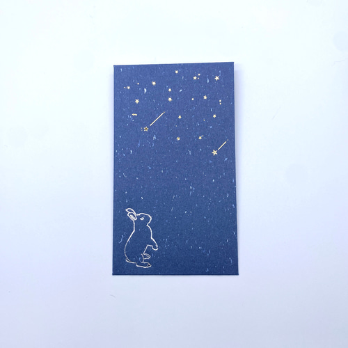 ぽち袋 箔押し 金の落星(おちぼし)とうさぎ 藍・紺 2枚セット 金
