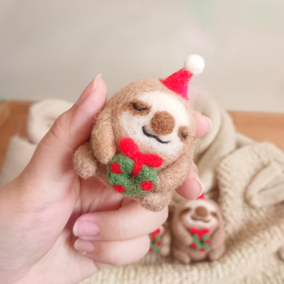 聖誕樹懶一家 羊毛氈娃娃 第6張的照片