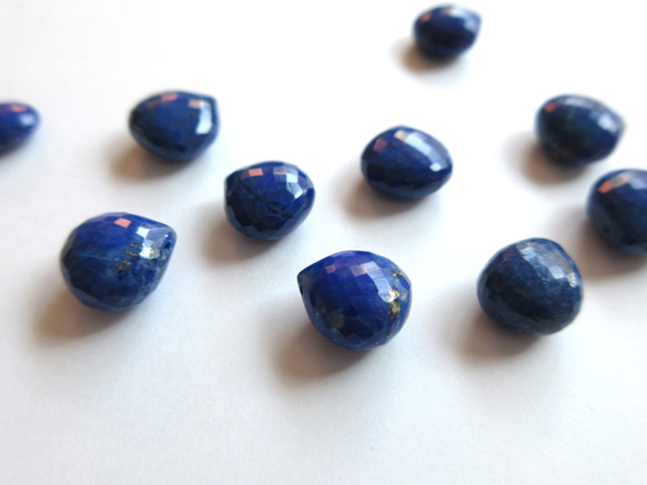 [十二月生日石] 8mm Beautiful Grain“Lapis Lazuli”14kgf 耳環/耳環 第12張的照片