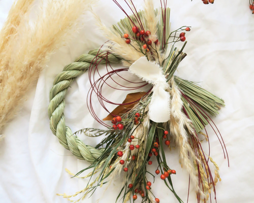 冬の新作）2023 2wayタイプお正月飾り ドライフラワースワッグ