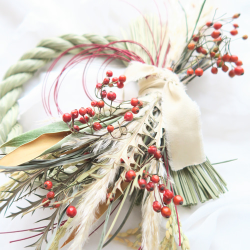 冬の新作）2023 2wayタイプお正月飾り ドライフラワースワッグ