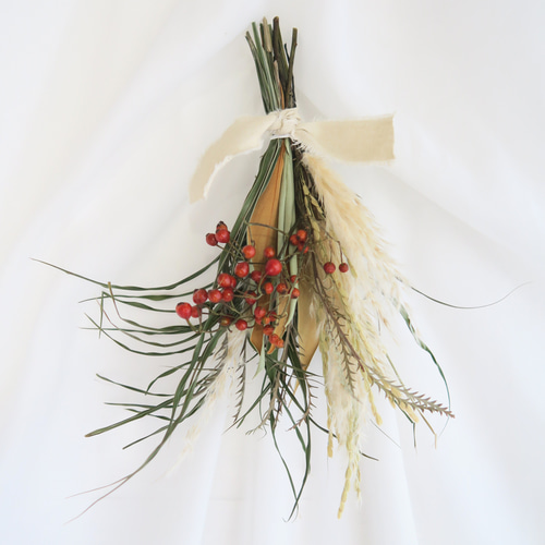 冬の新作）2023 2wayタイプお正月飾り ドライフラワースワッグ