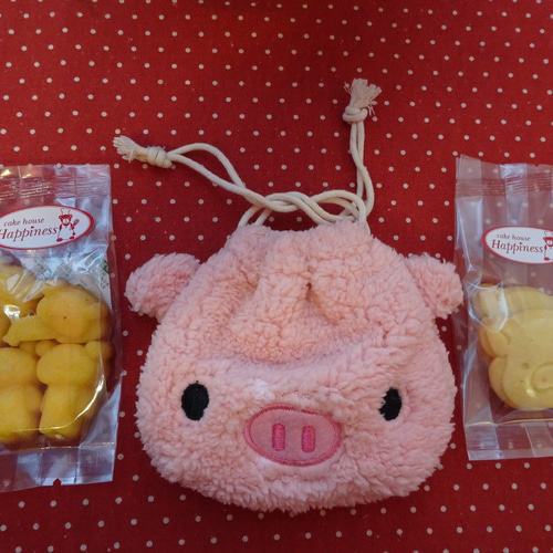 ブタさんクッキー&くまマドレーヌ入りブタさん巾着袋(^^ スイーツ・お 