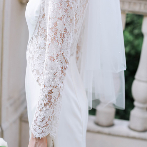 シンプルウエディングドレス 長袖レース フォト 前撮り 後撮り ドレス