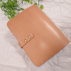 【真鍮と本革のシステム手帳カバー　ベルト式】　 A5サイズ　レザー　ヌメ革　大容量　ブラック　ネイビー　レッド 5枚目の画像