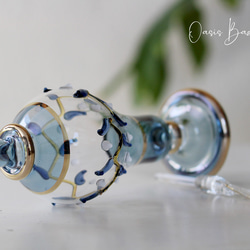 GOLD［Mサイズ］エジプトガラス香水瓶 パフュームボトル アロマオイル ブルー 5枚目の画像