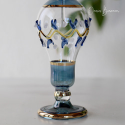 GOLD［Mサイズ］エジプトガラス香水瓶 パフュームボトル アロマオイル ブルー 4枚目の画像