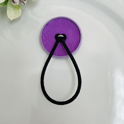 ぶどうの刺繍ヘアゴムb＊紫＊くるみボタン 5枚目の画像