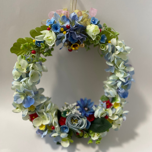 青のフラワーリース リース hitomade 通販 15035257｜Creema(クリーマ)