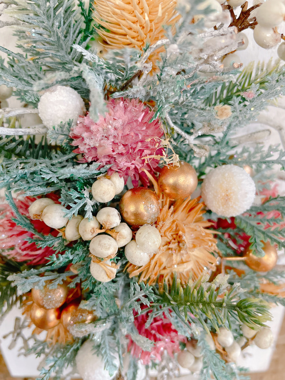 ラスト！ジャンクSALE♡2個セット！ツリーセット【ホワイトクリスマスツリー】クリスマス雑貨リース♡アンティークゴールド 8枚目の画像