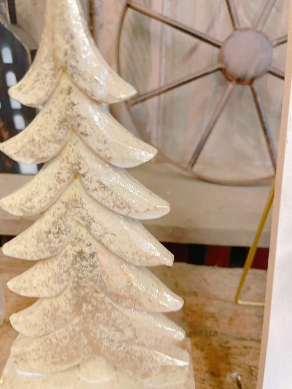 ラスト！ジャンクSALE♡2個セット！ツリーセット【ホワイトクリスマスツリー】クリスマス雑貨リース♡アンティークゴールド 12枚目の画像