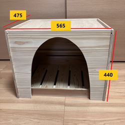木製　ペットハウス（ペットベッド付き）小型犬・猫用　夏冬兼用（2色選択） 3枚目の画像