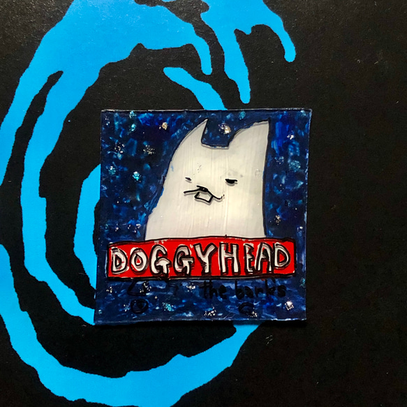 ザッシュくん『DOGGYHEAD』バッヂ rock★犬 音楽 ゆる punk ロック ミュージック ZASH-KUN 1枚目の画像