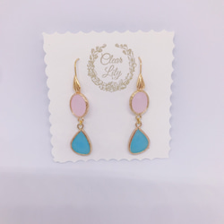 pink and blue pastelcolor♡ピンクとブルーのパステル色ピアス♡幸せ色のゆれるピアスK18GF 9枚目の画像